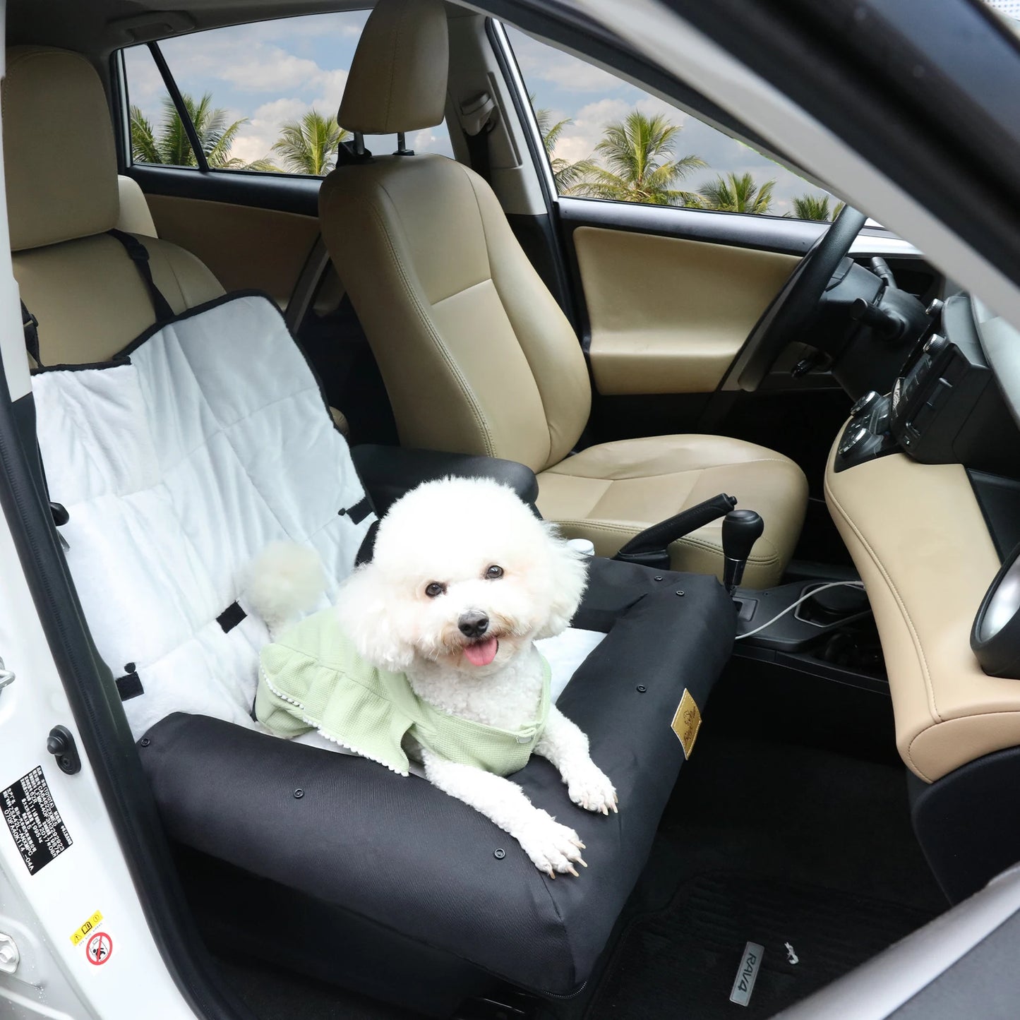 Portable Dog Car Seat Bed Pet Booster Car Seat Travel Carrier Seat with Clip-on Safety Belt Waterproof Basket Protector Cushion