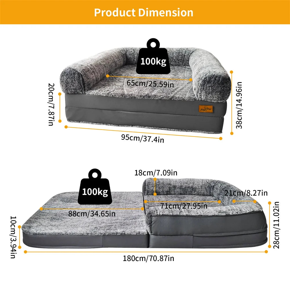 Foldable Human Dog Bed for Adult 2 in 1 Calming Large Dog Bed Washable Waterproof Dog Sofa