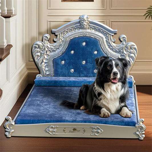 Stunning Large Dog Bed with Headboard Thicken Soft Dutch Velvet Pet Sofa Bed