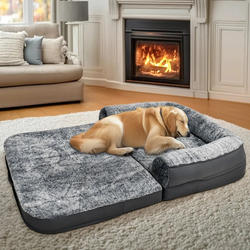 Foldable Human Dog Bed for Adult 2 in 1 Calming Large Dog Bed Washable Waterproof Dog Sofa