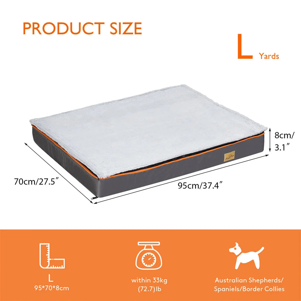 Premium Large Orthopedic Memory Foam Dog Bed Waterproof Pet Dog Crate Jumbo Mattress with Orange Trim Washable Water Resistant